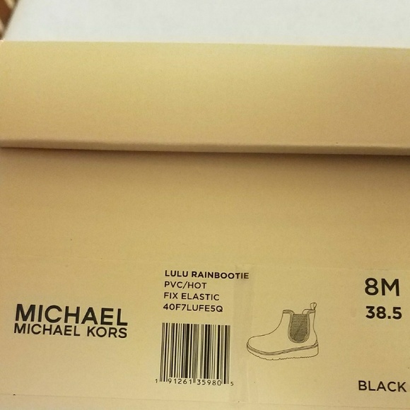 New Michael Kors Black Rubber Rainboots Size 8 - Picture 8 of 8